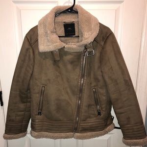 New Zara faux suede biker jacket